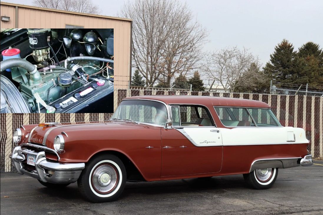 Pontiac Safari 1955: il sogno bizzarro di un flathead con finti copri-culbuteur.